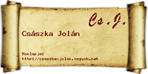 Császka Jolán névjegykártya