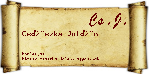 Császka Jolán névjegykártya